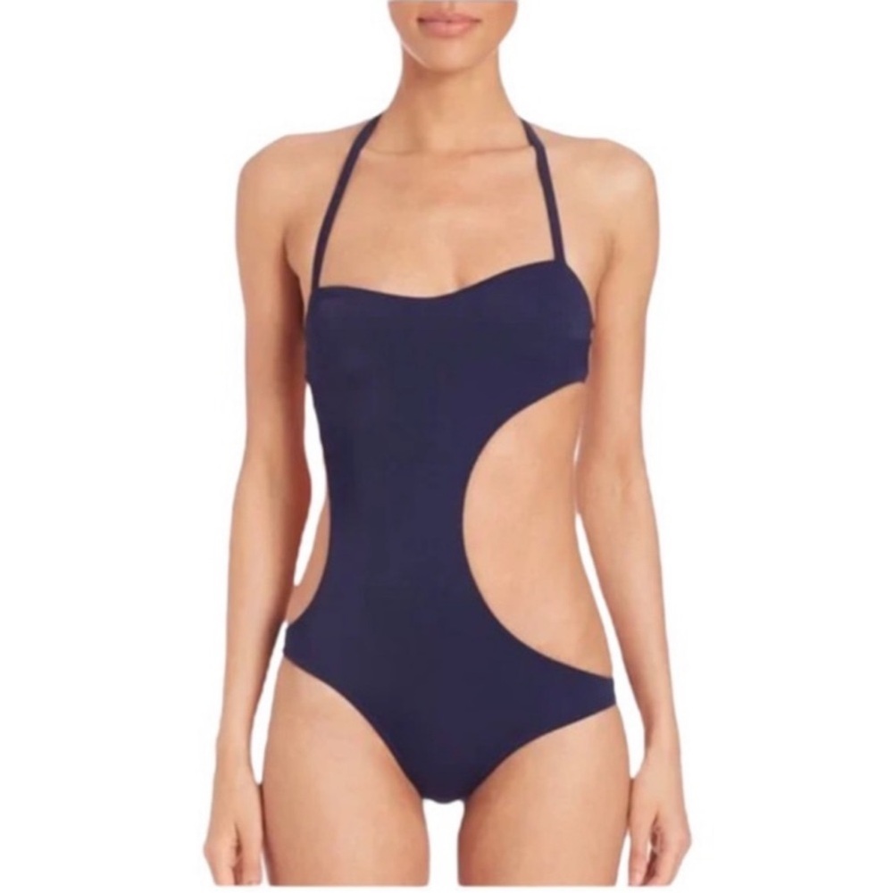 New! AGENT PROVOCATEUR Cut-Out One-Piece Swimsuit in Navy